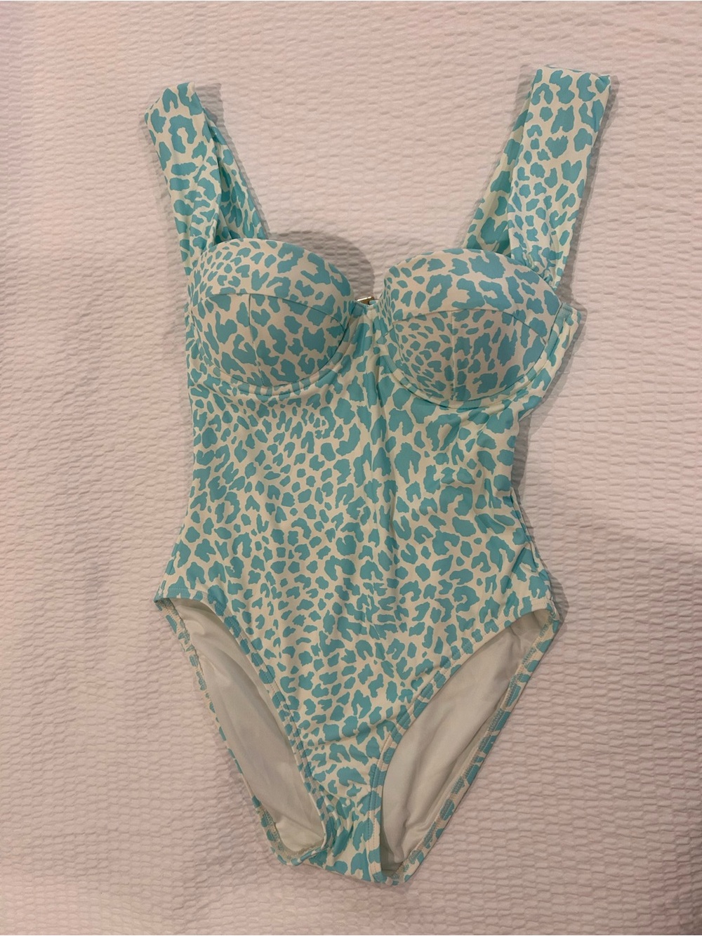 Kate Spade Teal and White Leopard-Print One-Piece Swimsuit, Small NWOT